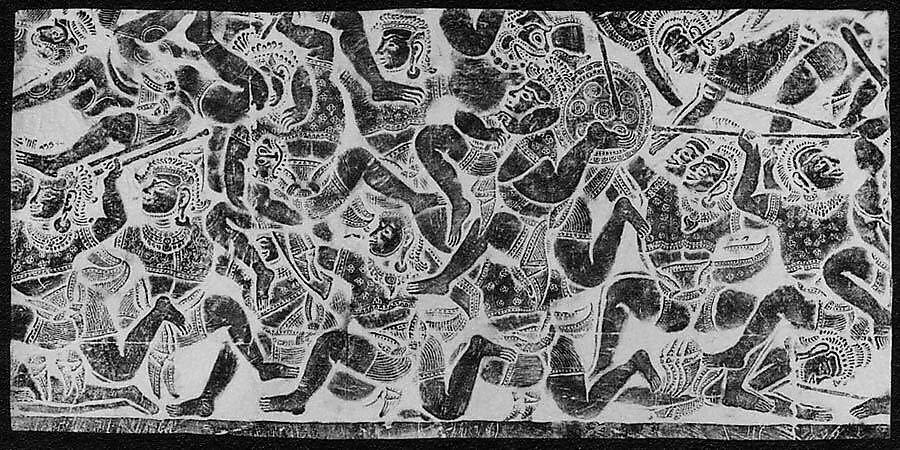 Rubbing of a Scene from the Ramayana, Ink on paper, Cambodia 