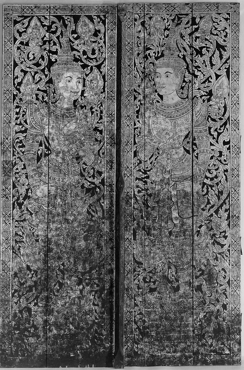 Door (one of a pair), Wood with gilt and paint, Thailand 