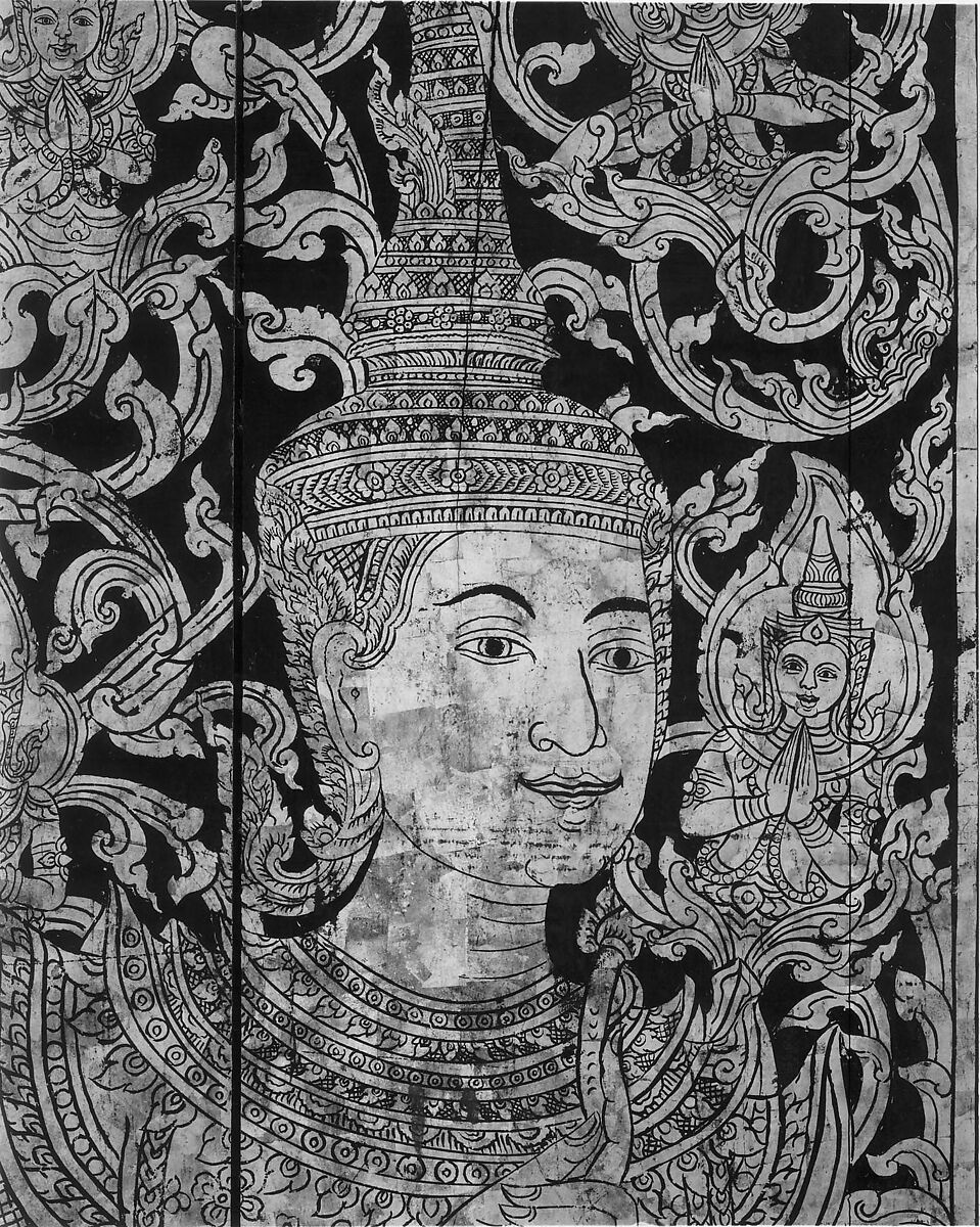 Door (one of a pair), Wood with gilt and paint, Thailand