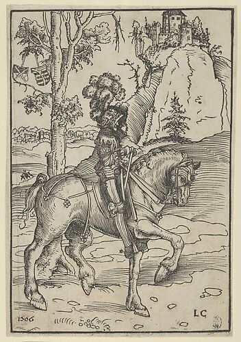 Knight on Horseback Riding Towards the Right