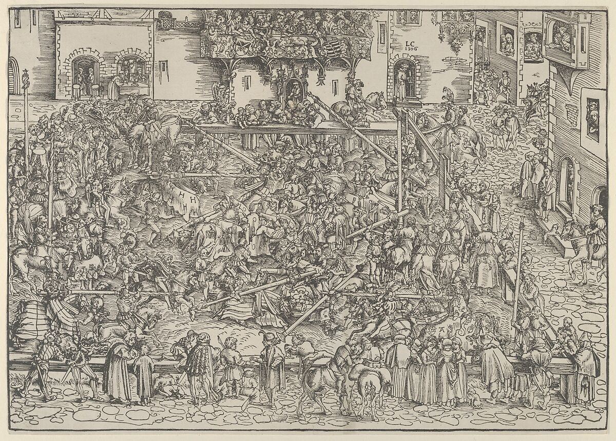 The First Tournament, Lucas Cranach the Elder (German, Kronach 1472–1553 Weimar), Woodcut; second state of two (Hollstein) 