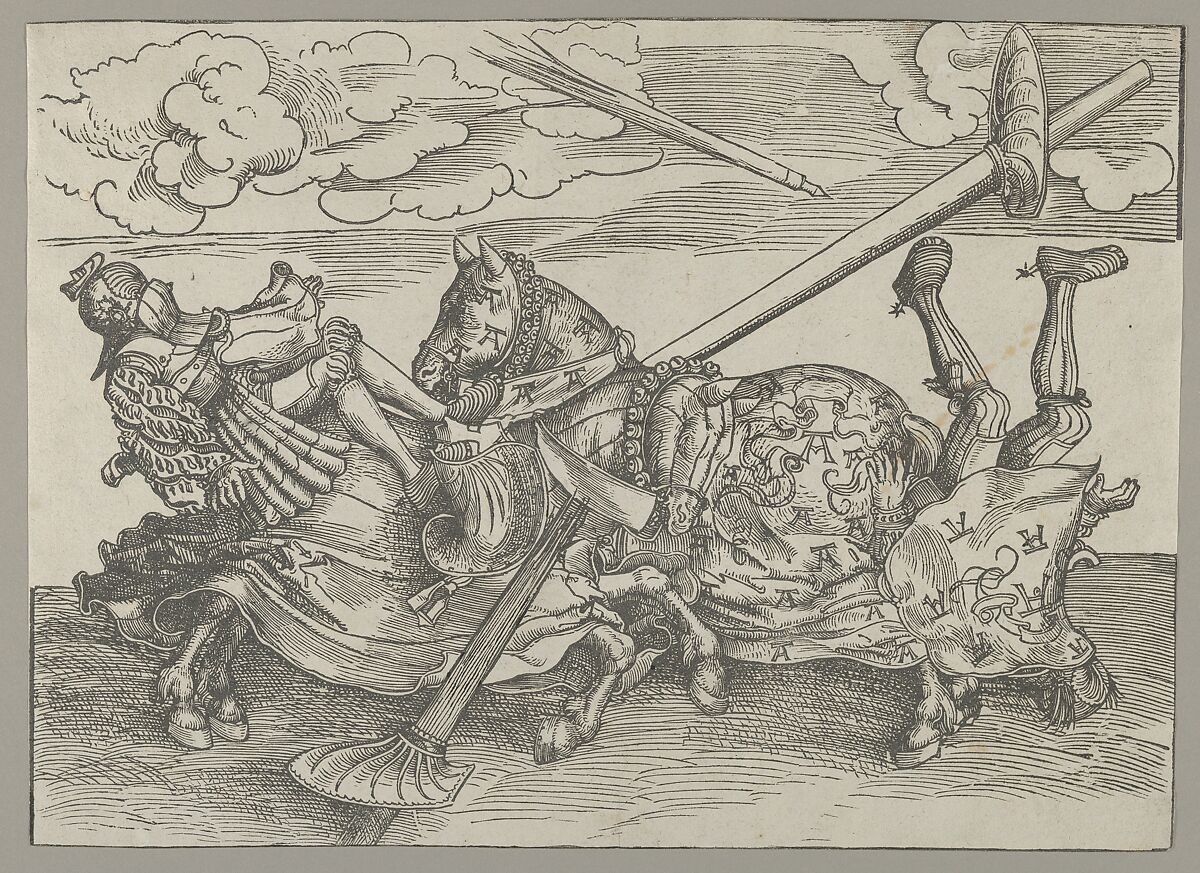 The German Tournament: "Anzogen-Rennen", Lucas Cranach the Elder (German, Kronach 1472–1553 Weimar), Woodcut 