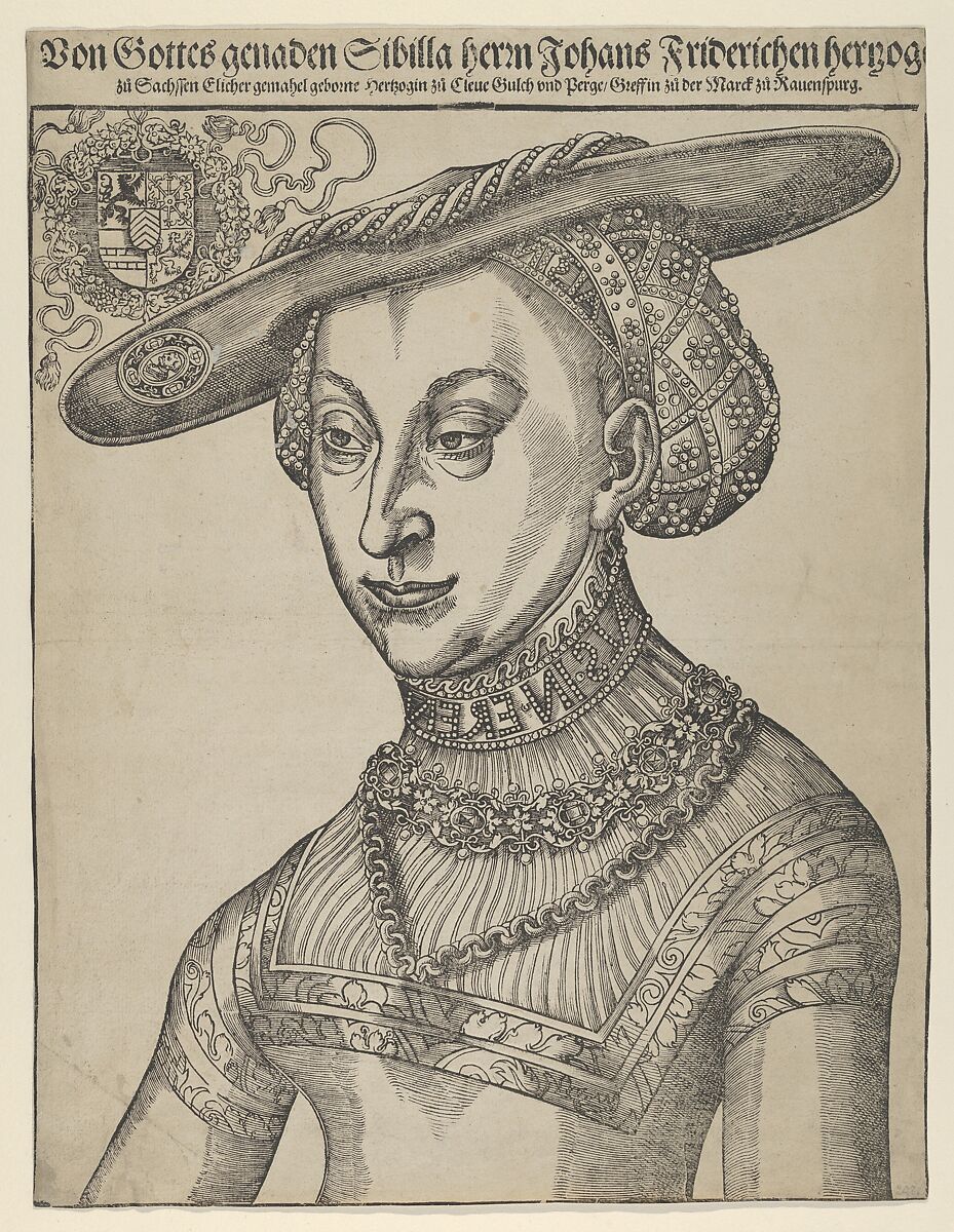 Sybilla of Cleves, Wife of John Frederic of Saxony, Lucas Cranach the Elder (German, Kronach 1472–1553 Weimar), Woodcut 