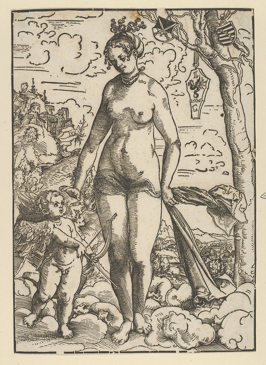 Venus and Cupid, Lucas Cranach the Elder (German, Kronach 1472–1553 Weimar), Woodcut 