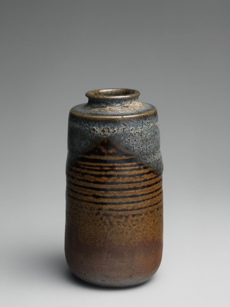 Tea Caddy (Chaire), Stoneware with iron and rice-straw ash glazes (Satsuma ware), Japan