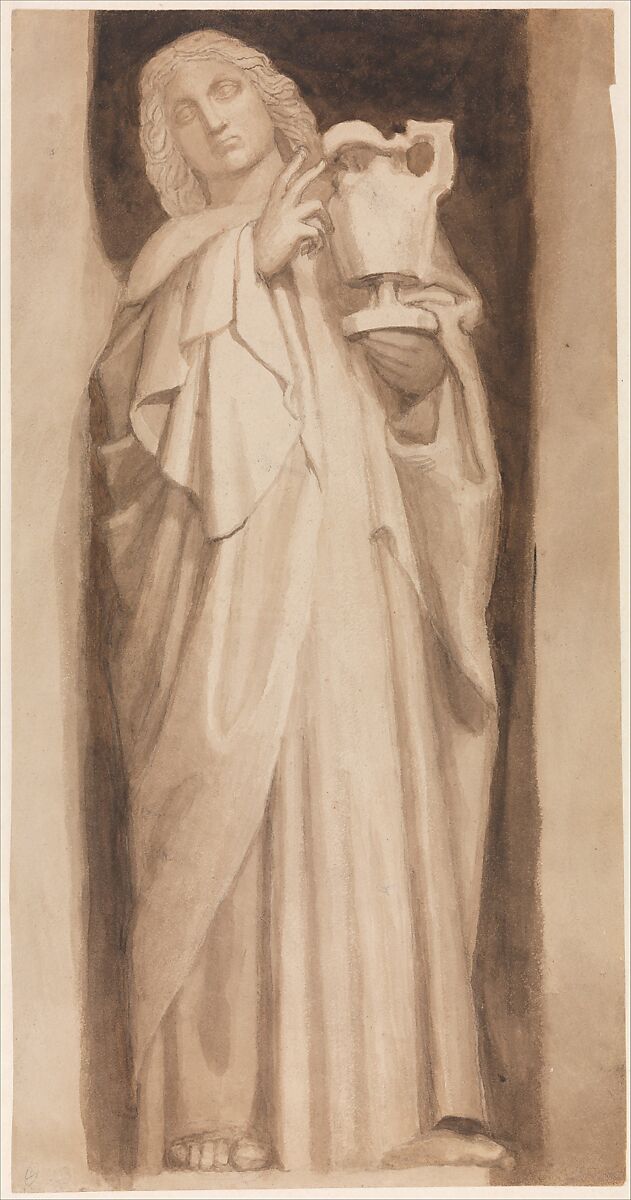 St. John the Evangelist, John Flaxman (British, York 1755–1826 London), Brush and brown wash over graphite 