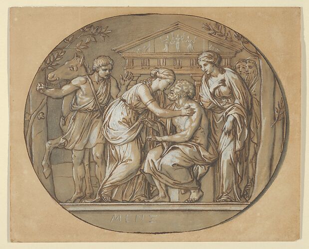 Oedipus before the Temple of the Furies between his Daughters Antigone and Ismene