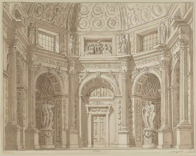 Stage Design, with Four other Drawings