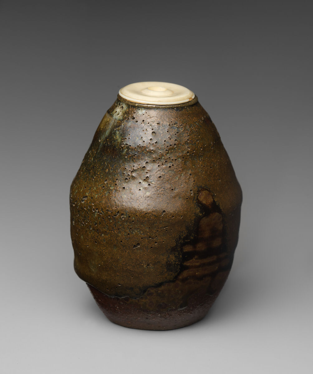 Tea Jar, Clay with glaze (Satsuma ware), Japan