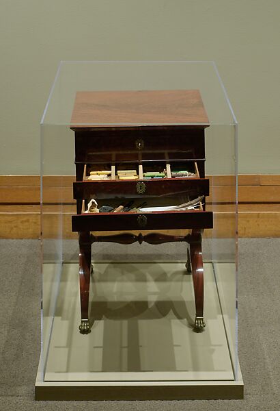 Painter's Table, Mahogany; poplar, cherry, oak, and beech secondary woods; brass decorative hardware; silverplated brass hinges and lock 