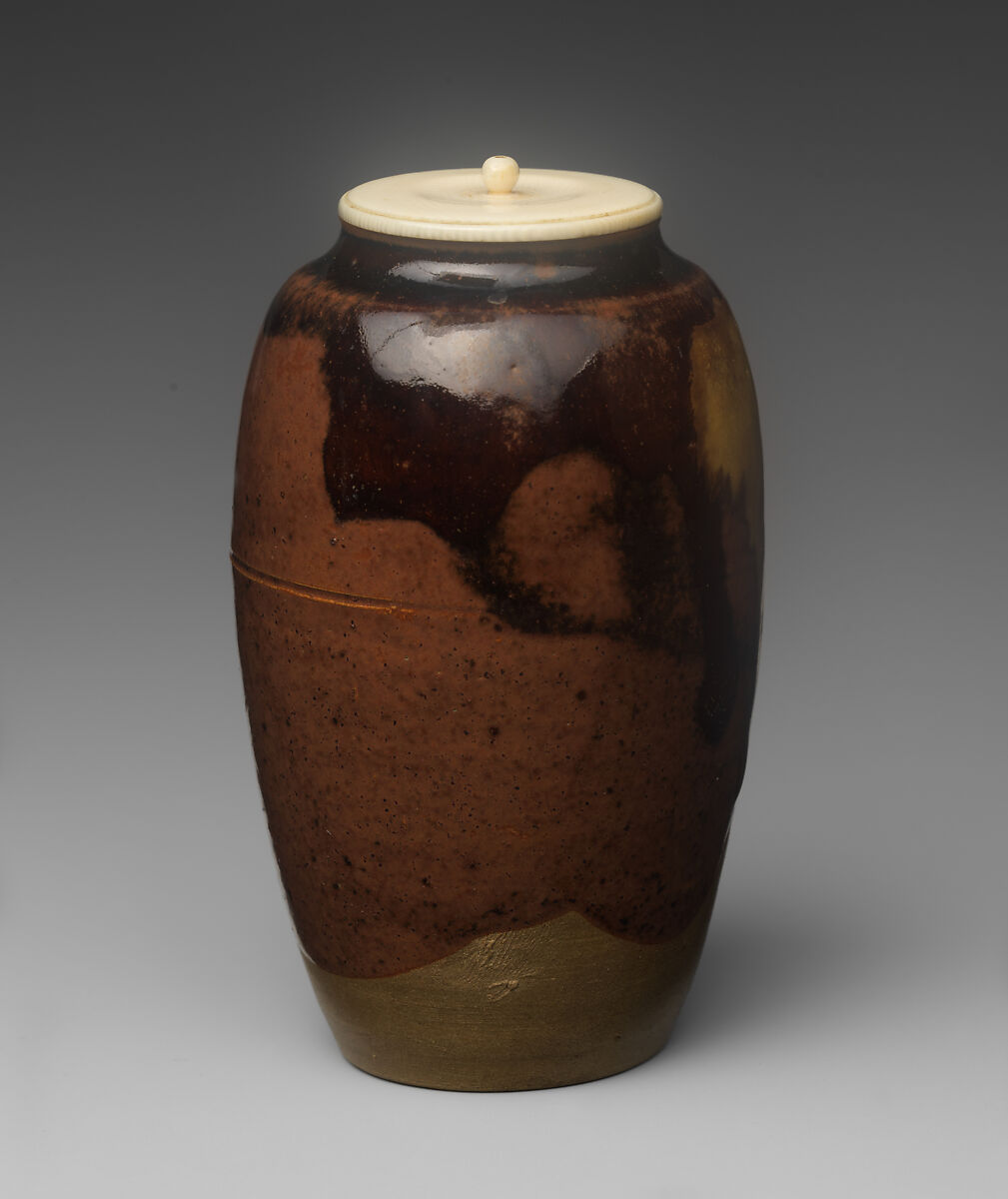 Tea Caddy, Seto ware, stoneware with iron-rich glaze, Japan