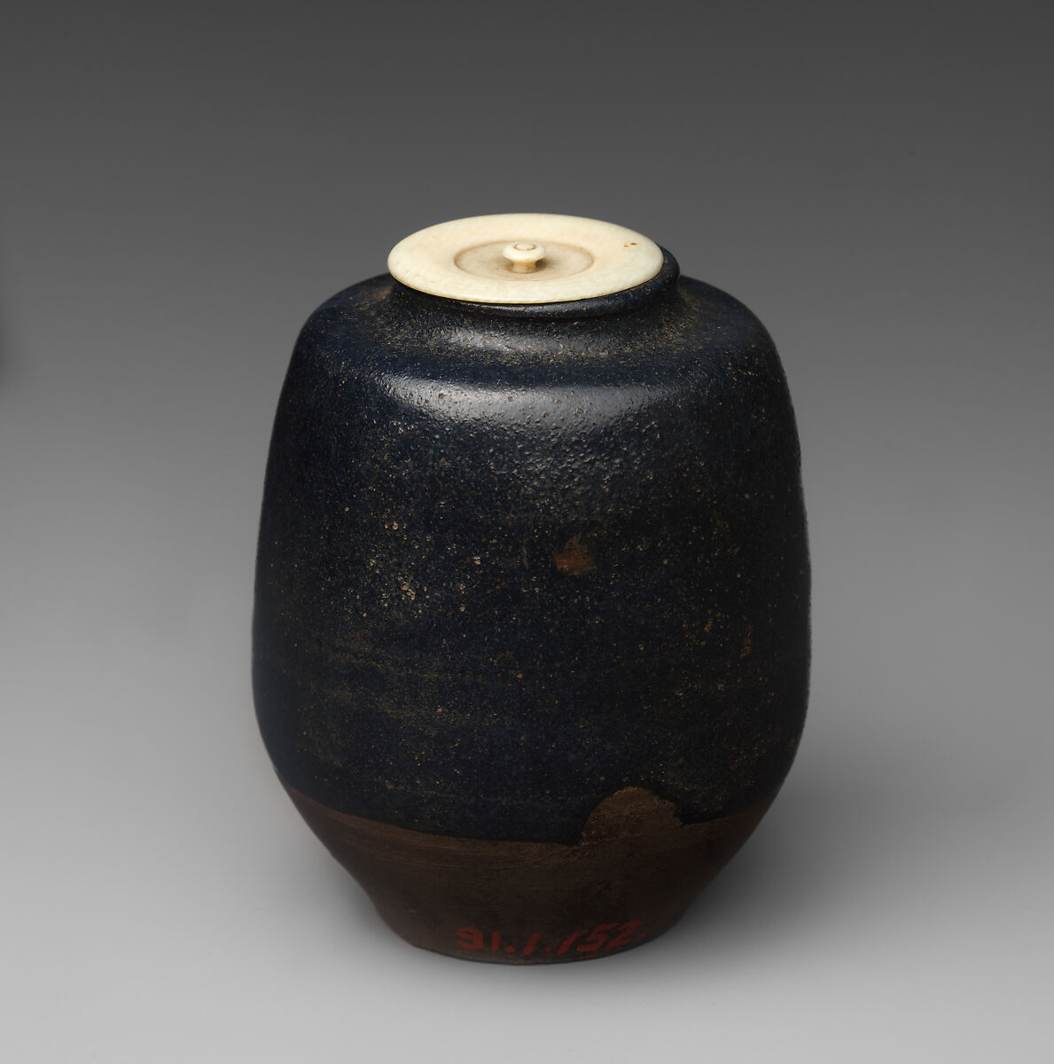 Tea Jar, Clay covered with a blue glaze (Seto ware), Japan