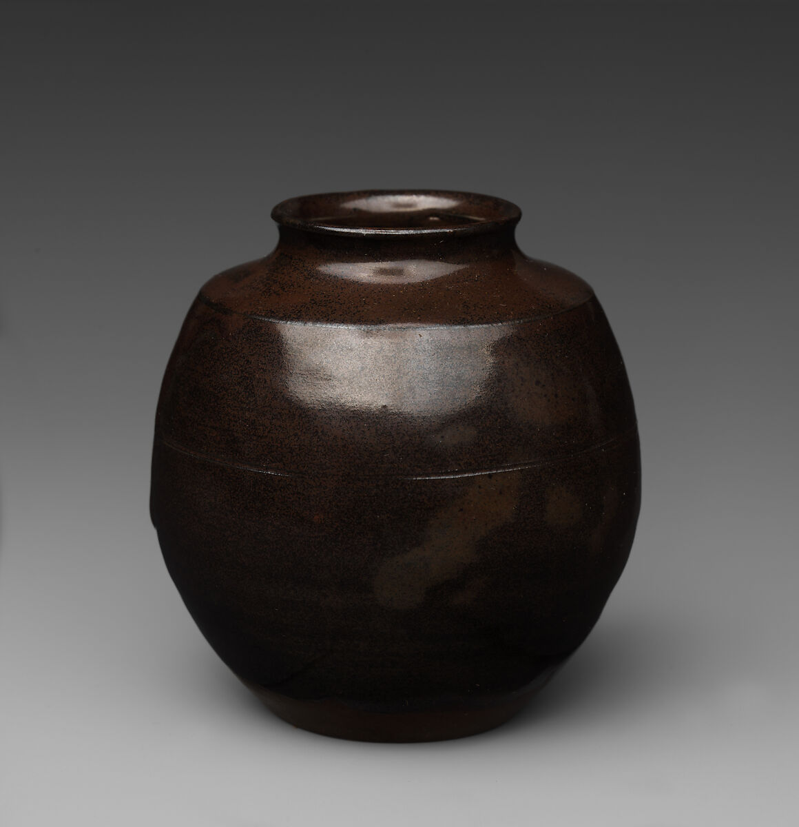 Tea Jar, Pottery partially covered with glaze (Seto ware), Japan