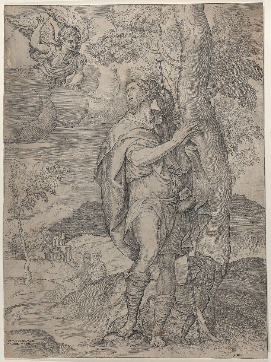 Saint Roch, Battista Angolo del Moro (Italian, Verona ca. 1515–ca. 1573 Murano), Etching 