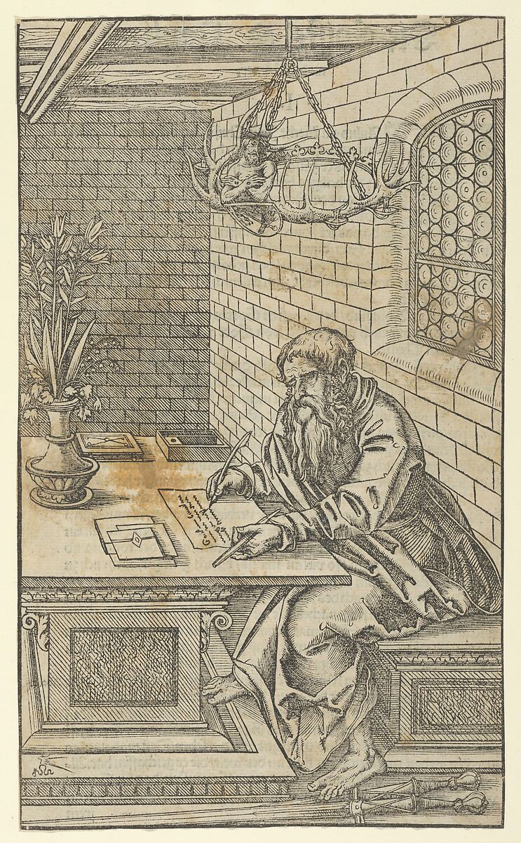 Paul, from "The Four Evangelists and Three Apostles Sitting in Rooms", Lucas Cranach the Younger (German, Wittenberg 1515–1586 Wittenberg), Woodcut 