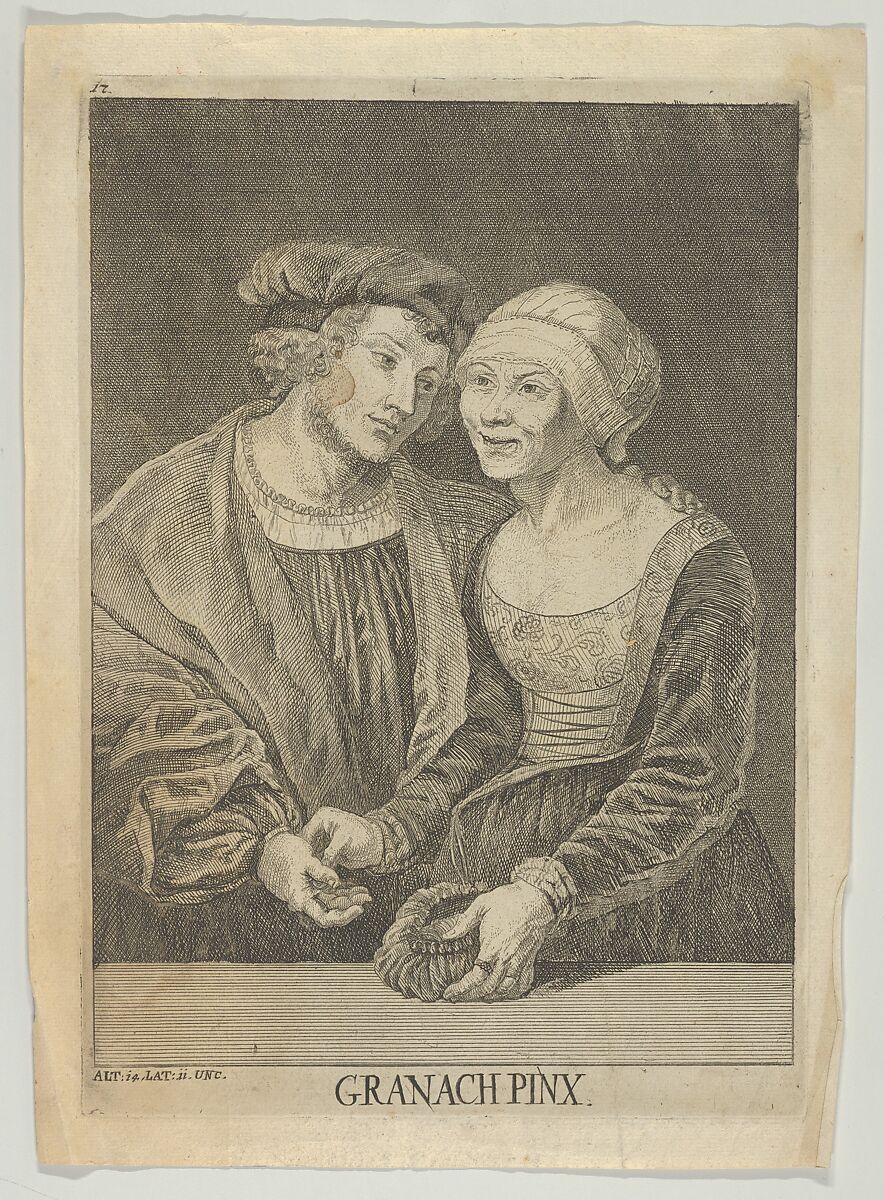 An Old Woman and a Young Man, After Lucas Cranach the Elder (German, Kronach 1472–1553 Weimar), Engraving 