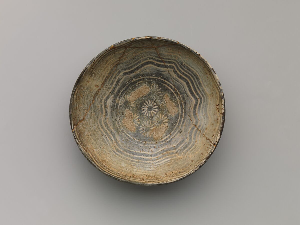 Shallow Bowl, Pottery with inlaid designs, covered with a transparent glaze (Karatsu ware, Mishima type), Japan