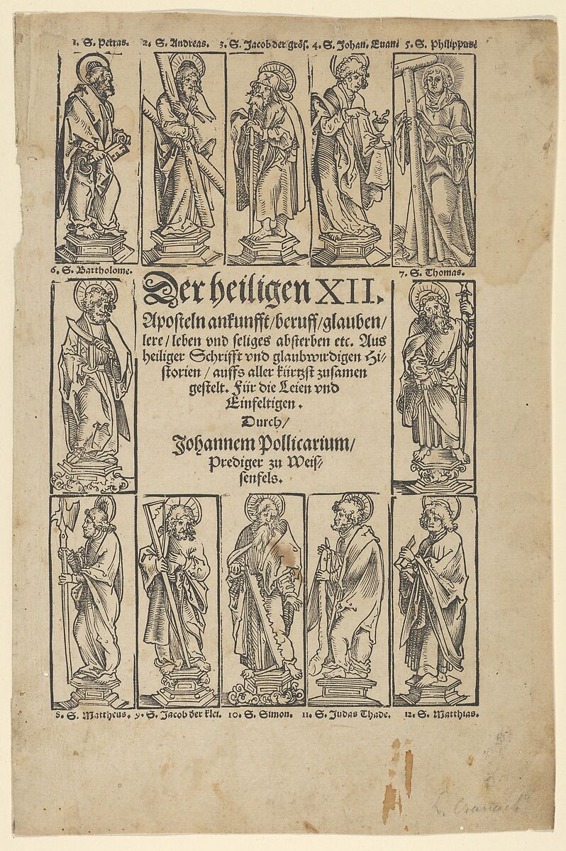 Der Heiligen XII, from the Wittenberg relic-book, After Lucas Cranach the Elder (German, Kronach 1472–1553 Weimar), Woodcut 