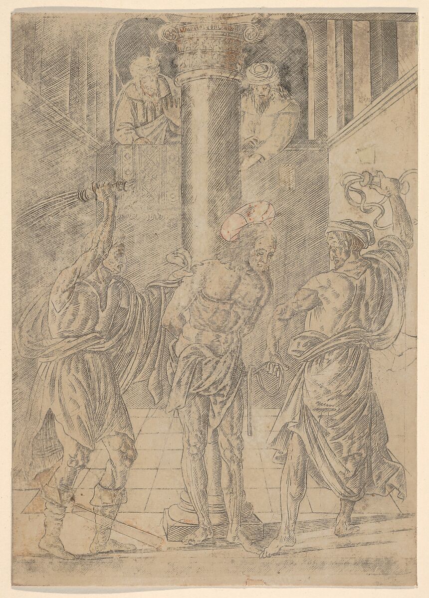 The Scourging of Christ, from Life of the Virgin and Christ, Francesco Rosselli (Italian, Florence 1448–1508/27 Venice (?)), Engraving with traces of color; second or third state of three (Bartsch) 
