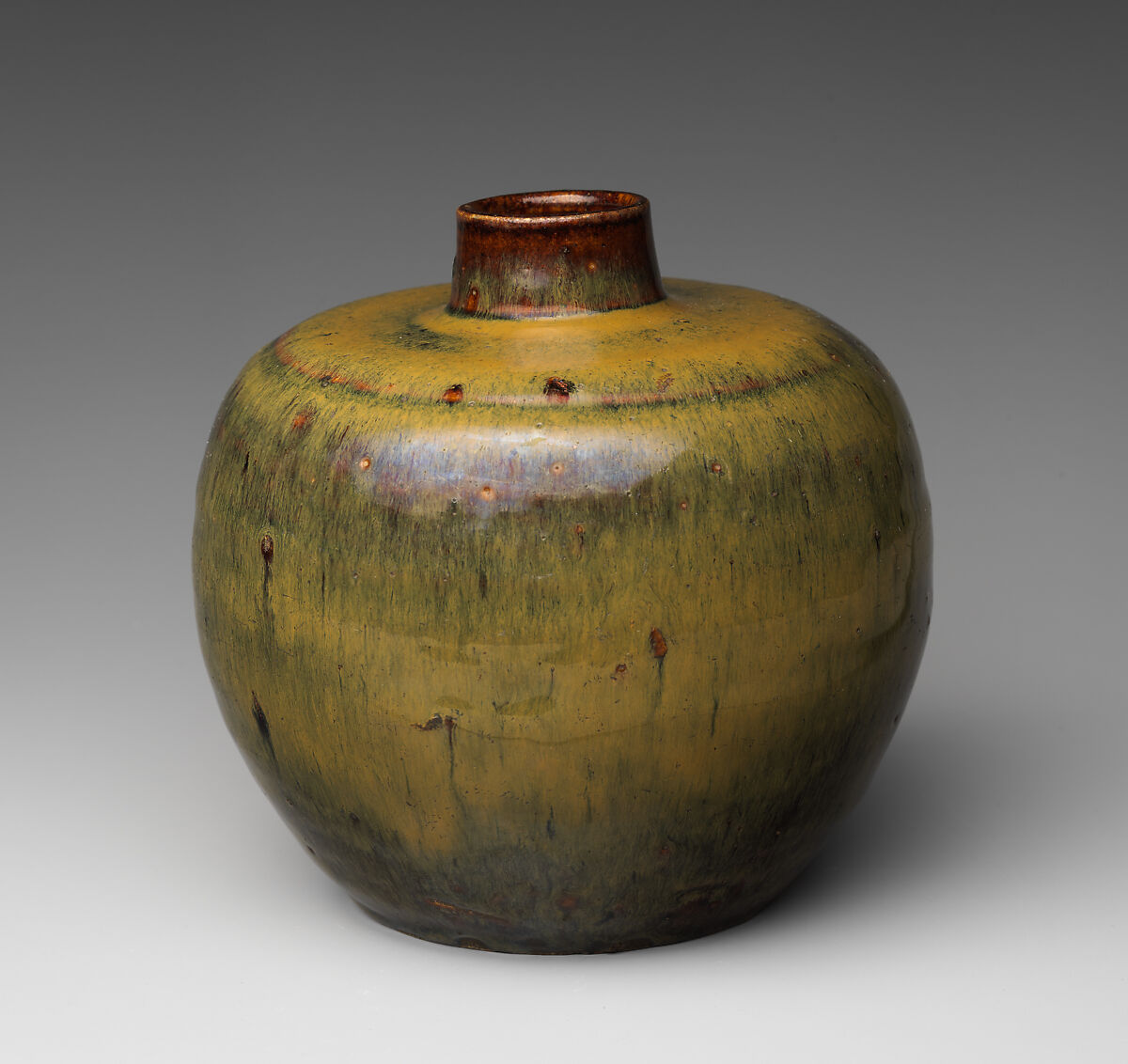 Bottle, Pottery covered with glaze (Takatori ware), Japan