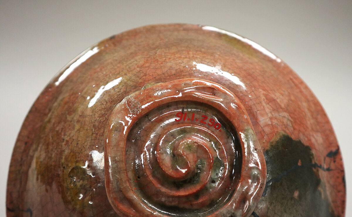 Plate, Raku crackled and spotted with gray green (Shigaraki ware), Japan