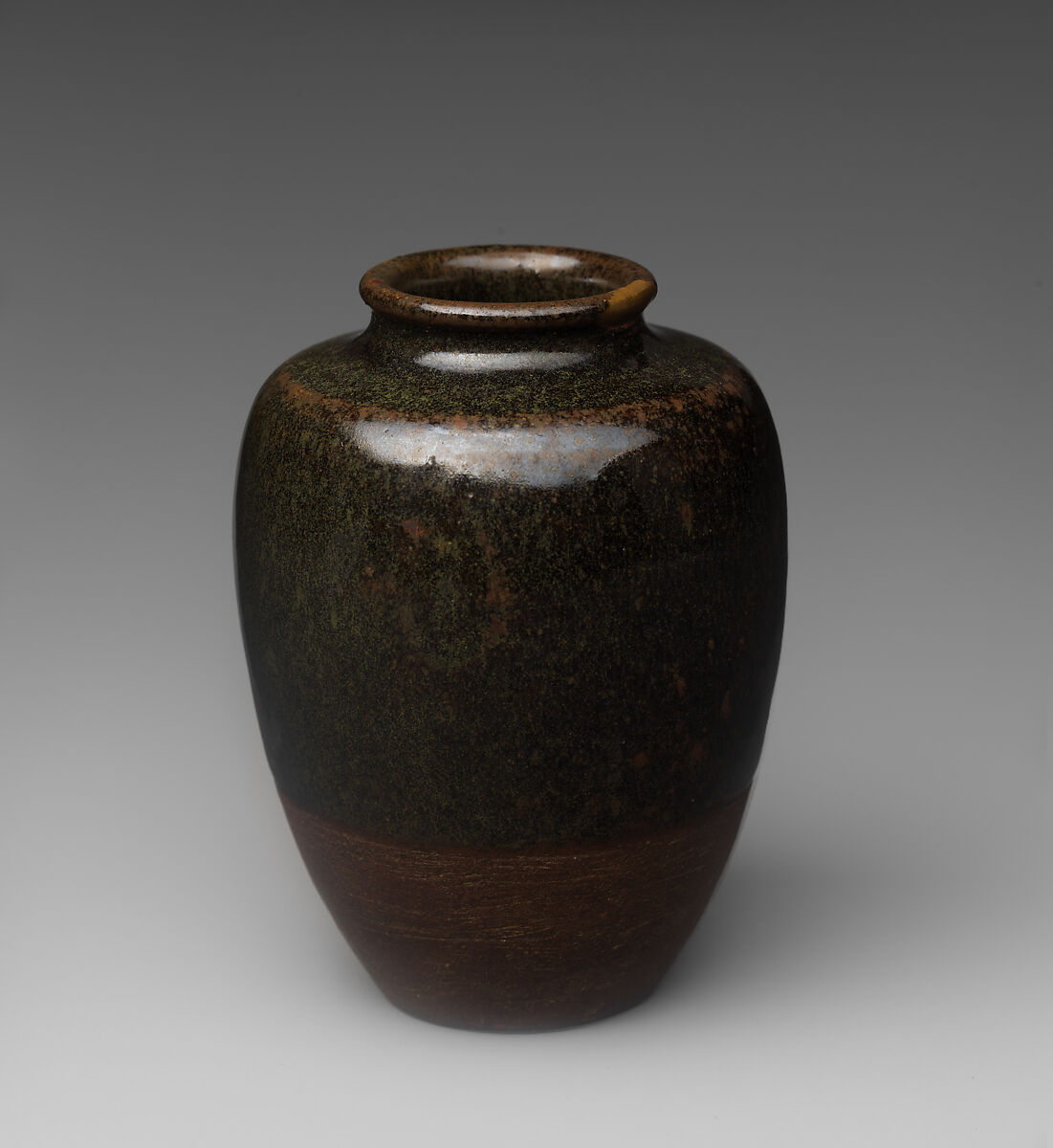 Tea Jar, Clay covered with a speckled glaze (Satsuma ware), Japan 