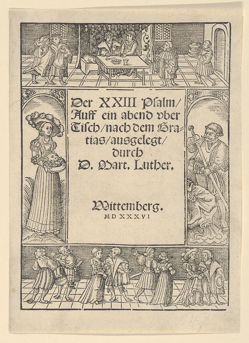 Title-Border with the Story of Salome and St. John the Baptist, Lucas Cranach the Elder and Workshop (German, Kronach 1472–1553 Weimar), Woodcut 