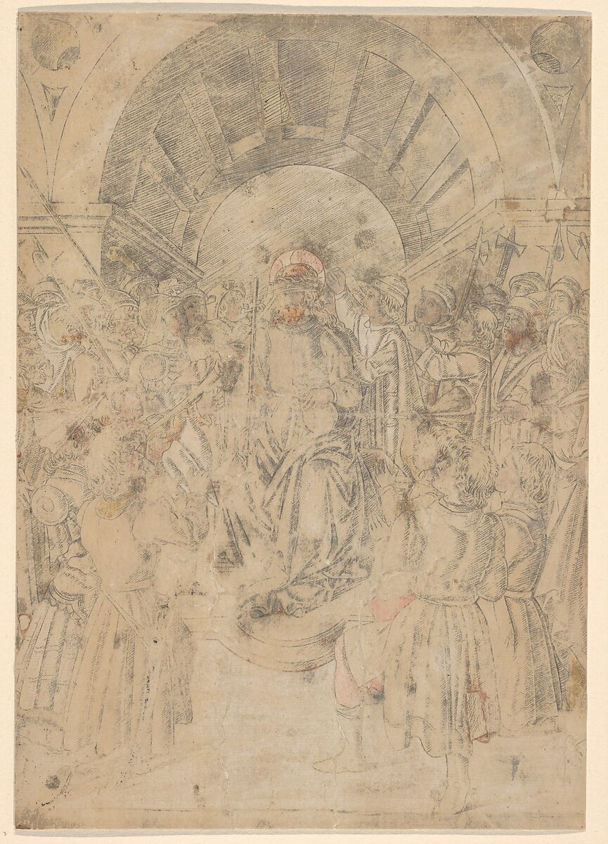 The Mocking of Christ, from "Life of the Virgin and Christ", Francesco Rosselli (Italian, Florence 1448–1508/27 Venice (?)), Engraving with traces of color; first or second state of three (Bartsch) 