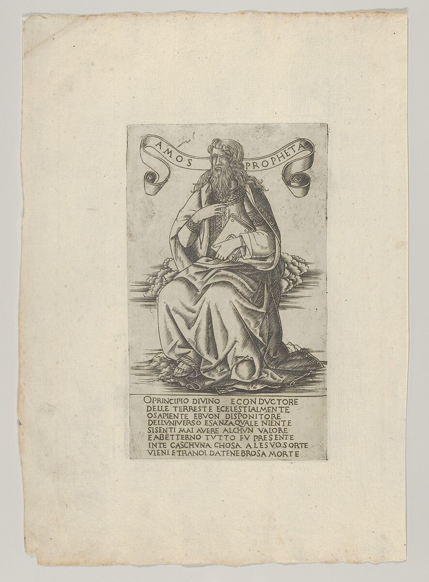 The Prophet Amos, from Prophets and Sibyls, Francesco Rosselli (Italian, Florence 1448–1508/27 Venice (?)), Engraving; first state of two (TIB) 