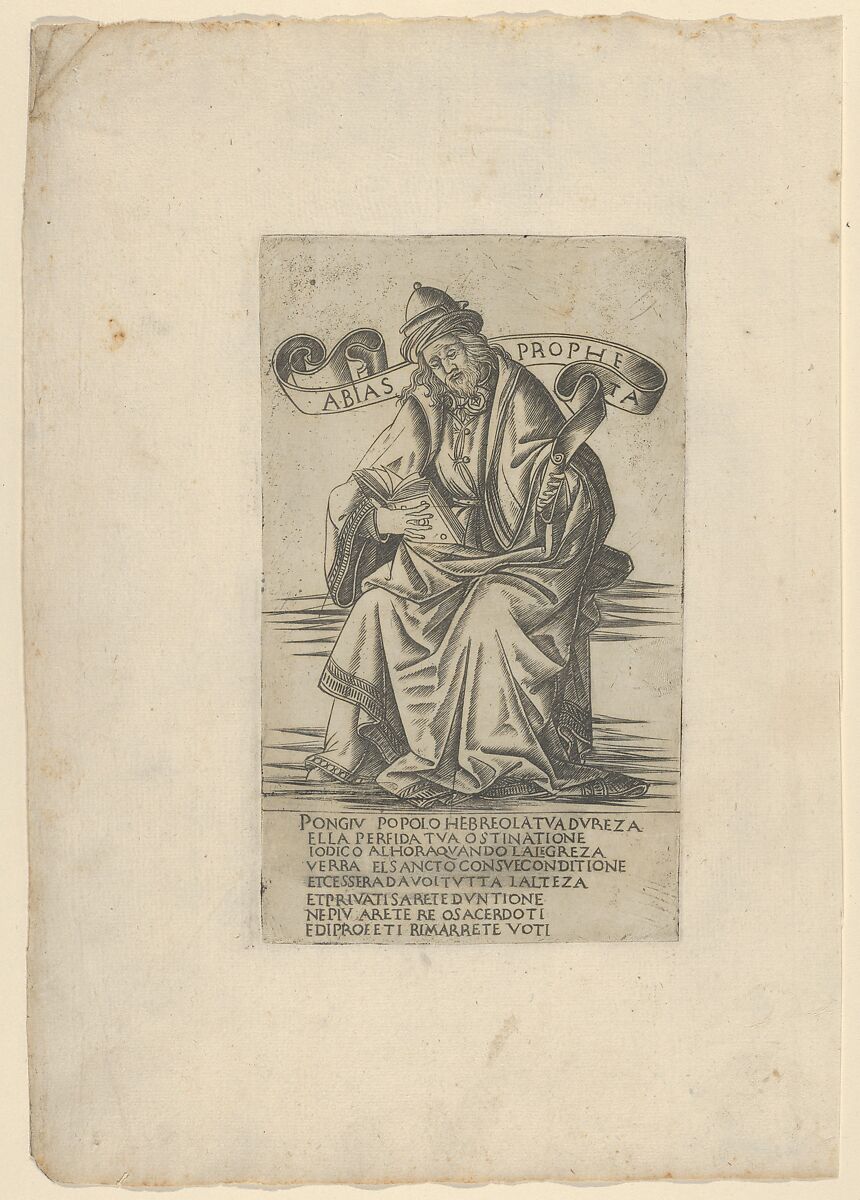 The Prophet Obadiah, from Prophets and Sibyls, Francesco Rosselli (Italian, Florence 1448–1508/27 Venice (?)), Engraving; first state of two (TIB) 