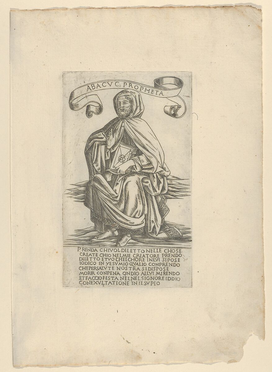 The Prophet Habakkuk, from Prophets and Sibyls, Francesco Rosselli (Italian, Florence 1448–1508/27 Venice (?)), Engraving 