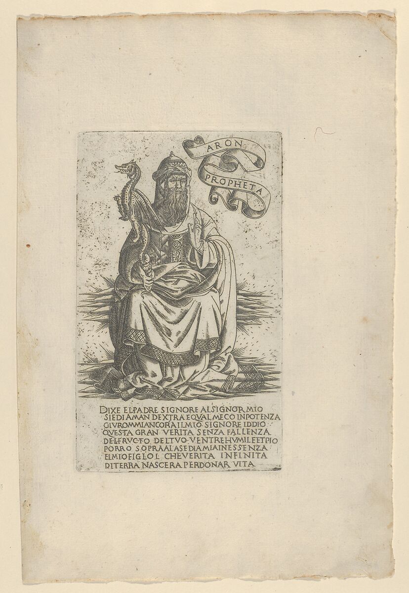 The Prophet Aaron, from Prophets and Sibyls, Francesco Rosselli (Italian, Florence 1448–1508/27 Venice (?)), Engraving 