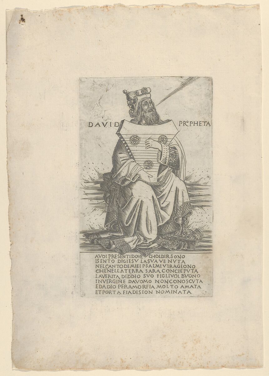 The Prophet David, from Prophets and Sibyls, Francesco Rosselli (Italian, Florence 1448–1508/27 Venice (?)), Engraving 