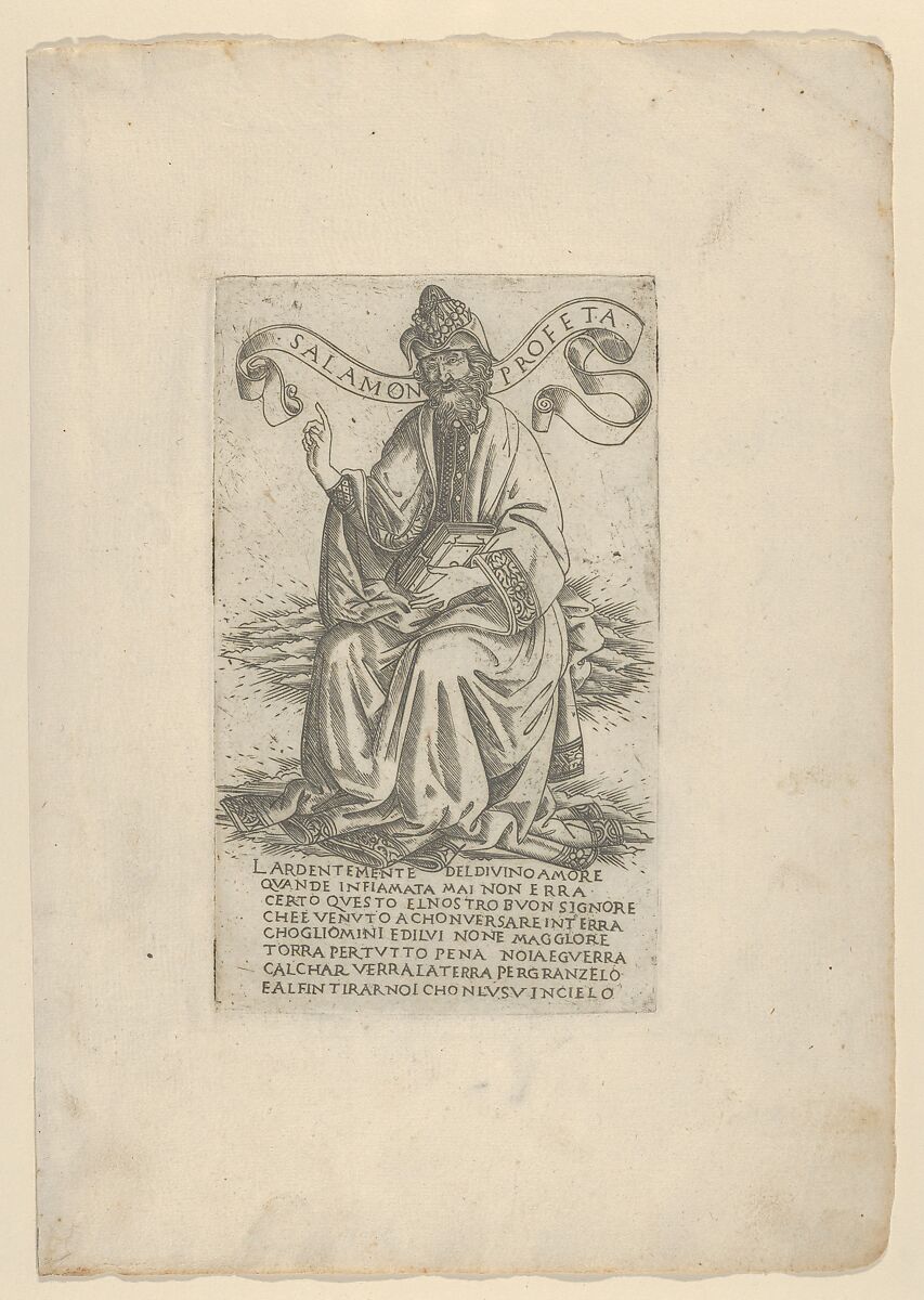 The Prophet Solomon, from Prophets and Sibyls, Francesco Rosselli (Italian, Florence 1448–1508/27 Venice (?)), Engraving 