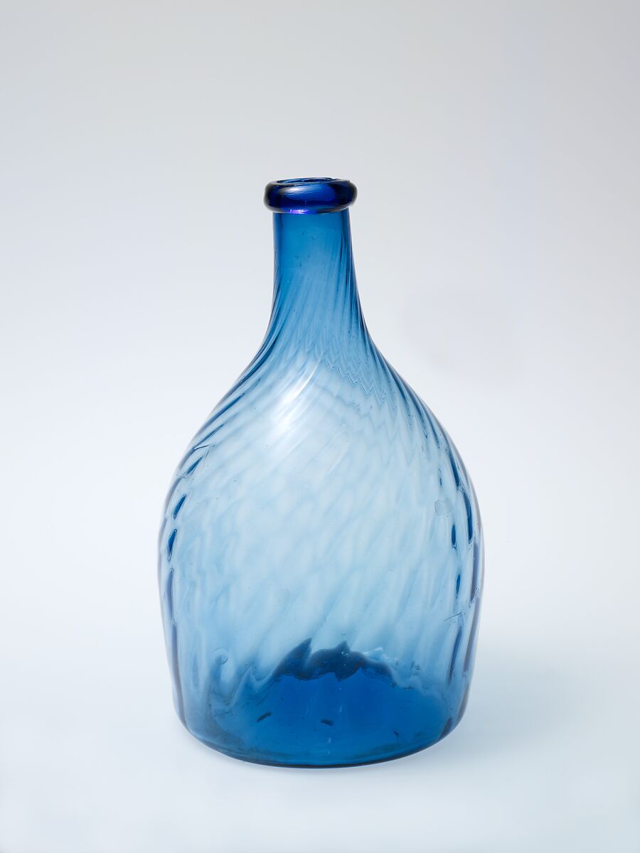 Bottle, Blown, pattern-molded glass, American 