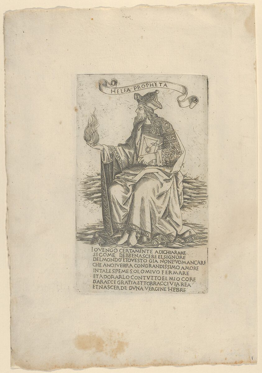 The Prophet Elijah, from Prophets and Sibyls, Francesco Rosselli (Italian, Florence 1448–1508/27 Venice (?)), Engraving 