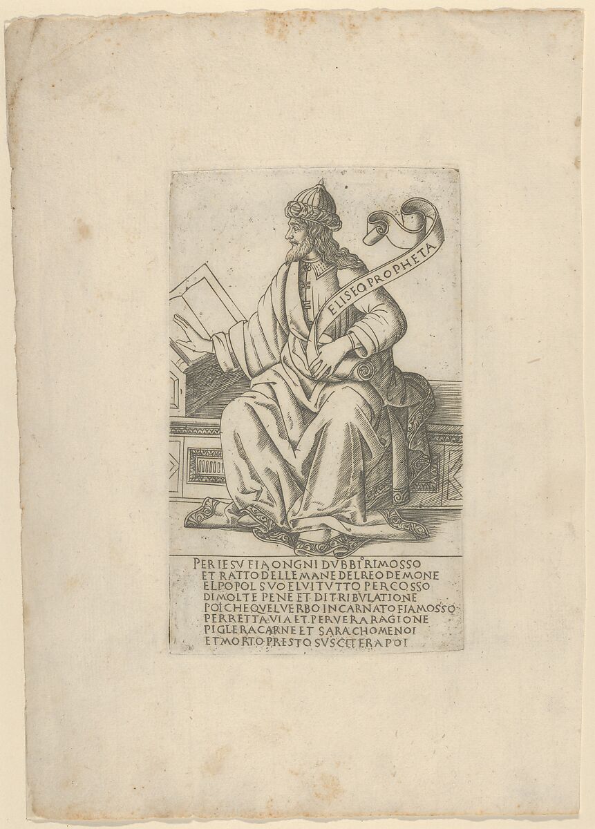 The Prophet Elisha, from Prophets and Sibyls, Francesco Rosselli (Italian, Florence 1448–1508/27 Venice (?)), Engraving 