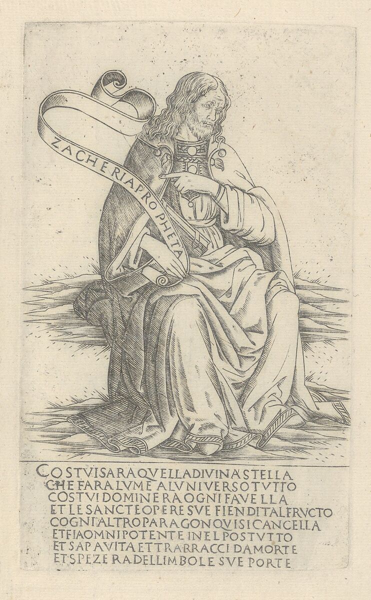 The Prophet Zecheriah, from Prophets and Sibyls, Francesco Rosselli (Italian, Florence 1448–1508/27 Venice (?)), Engraving; first state of two (TIB) 