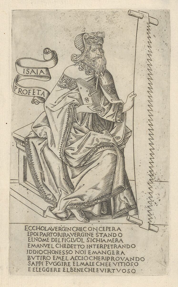 The Prophet Isaiah, from "Prophets and Sibyls", Francesco Rosselli (Italian, Florence 1448–1508/27 Venice (?)), Engraving; first state of two (TIB) 