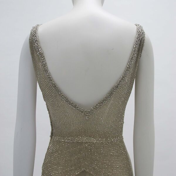 Evening dress, House of Worth (French, 1858–1956), silk, glass, French