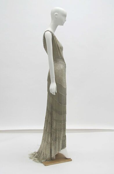 Evening dress, House of Worth (French, 1858–1956), silk, glass, French