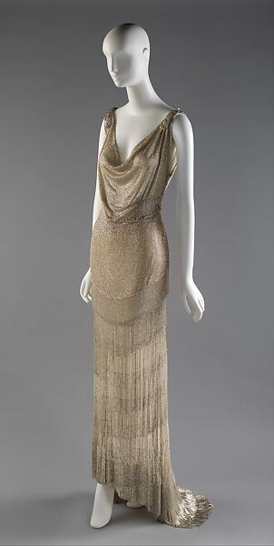 Evening dress, House of Worth (French, 1858–1956), silk, glass, French