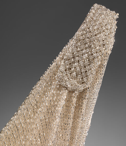 Evening dress, House of Worth (French, 1858–1956), silk, glass, French