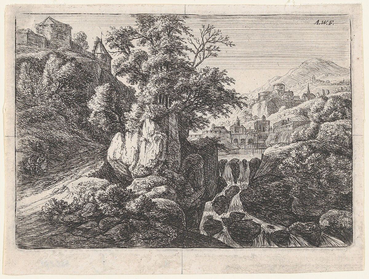 Triple Cascade, Anthonie Waterloo (Dutch, Lille 1609–1690 Utrecht), Etching