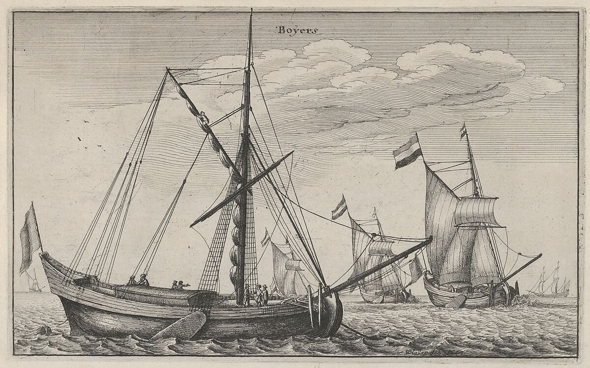 Boÿers (Dutch Cargo Ship), Wenceslaus Hollar (Bohemian, Prague 1607–1677 London), Etching; first state of two 