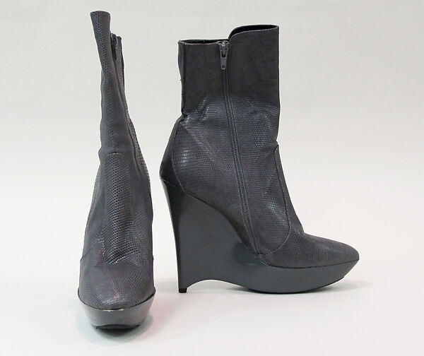 Boots, House of Balenciaga (French, founded 1937), leather, synthetic, metal, French 