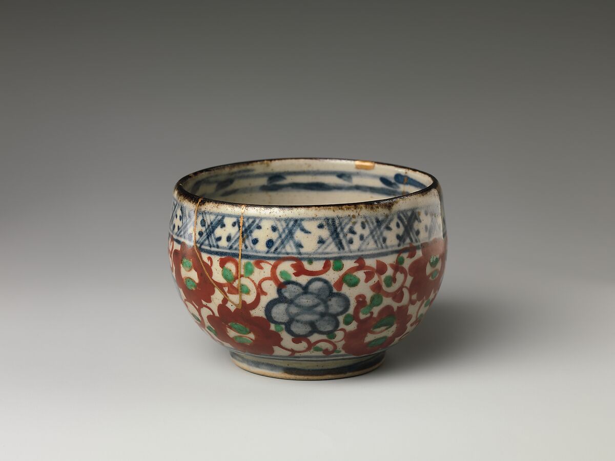 Cup, Ogata Kenzan (Japanese, 1663–1743), Porcelain decorated in blue under the glaze, polychrome enamels over the glaze (Kenzan ware), Japan