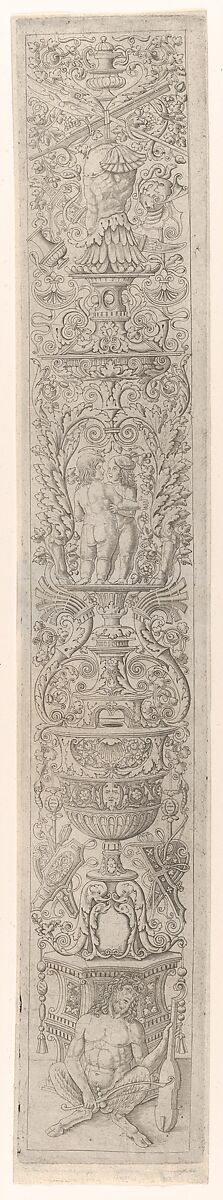 A Satyr Holding a Violin, from Twelve Ornamental Panels, Giovanni Antonio da Brescia (Italian, active ca. 1490–ca. 1525), Engraving 