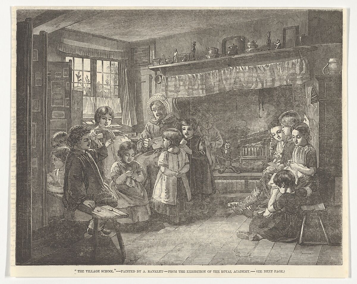 The Village School, from "Illustrated London News", After Alfred Rankley (British, 1819–1872 London), Wood engraving 