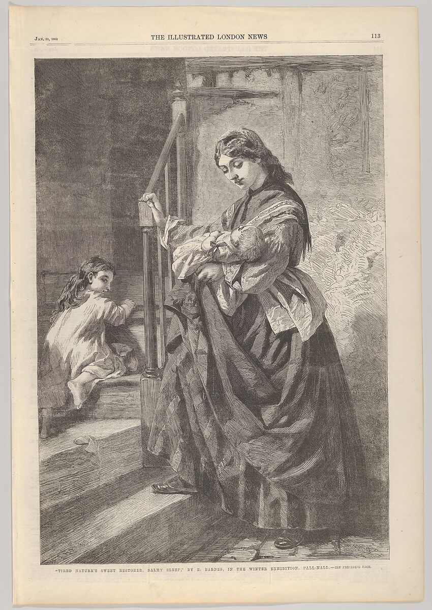 Tired Nature's Sweet Restorer, Balmy Sleep, from "Illustrated London News", William Luson Thomas (British, London 1830–1900 Chertsey, Surrey), Wood engraving 